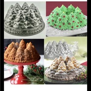Nordic Ware Holiday Tree w/Train Cake Baking Pan 9 Cups Heavy Cast Aluminum New